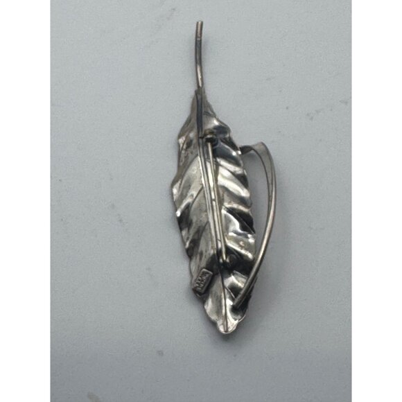 Vintage Beau Sterling Silver Modernist Leaf Brooch Pin Art Deco - Picture 4 of 5